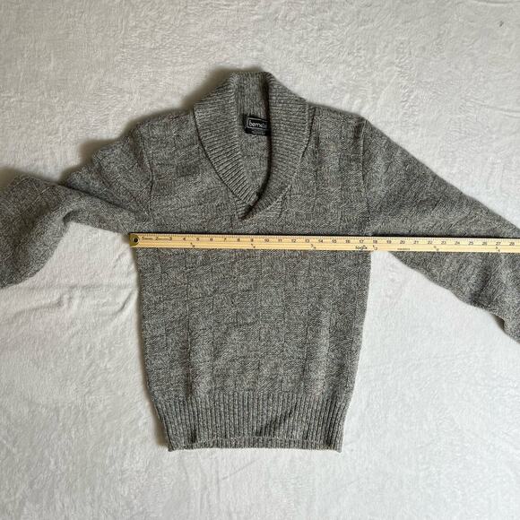 Women's Wool Shawl Neck Sweater Sz S Gray Marled Preppy Minimalist Academiacore - Picture 4 of 6